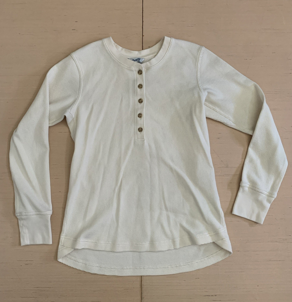 Duluth Trading Women's Size S Waffle Henley Longtail Thermal 5 Button Shirt Top